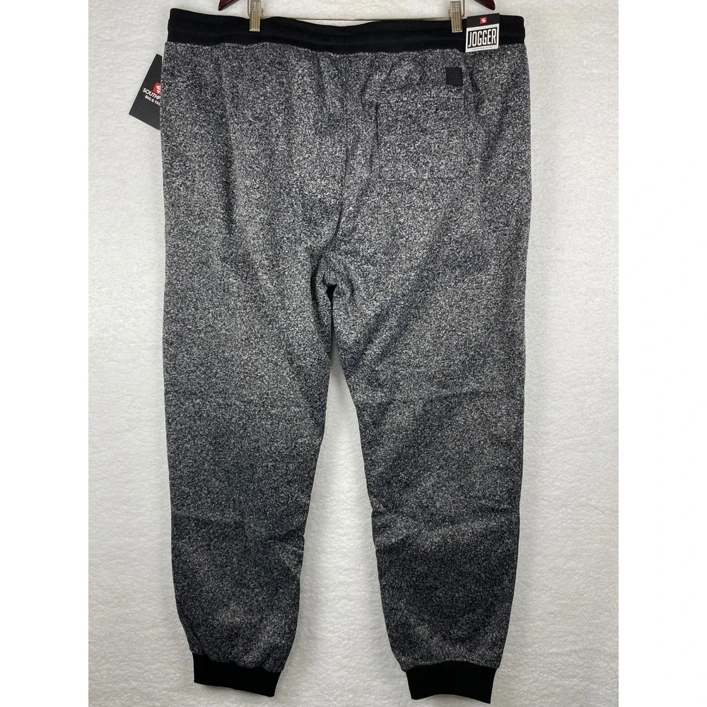 Southpole Mens Big and‎ Tall Jogger Sweatpants Marled Grey Black Fleece 5XB NEW